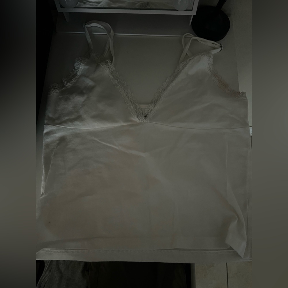 Brandy Melville Cream Lace Trim Tank Top